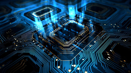 Modern electronic blue circuit board 