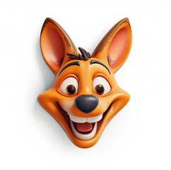 Cartoon jackal mascot smiley face on white background