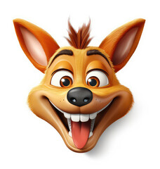 Cartoon jackal mascot smiley face on white background