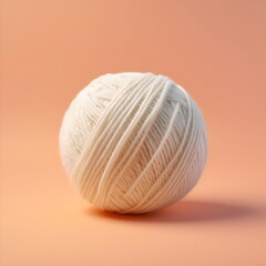 white ball of wool isolated on plain orange studio background, made with generative ai