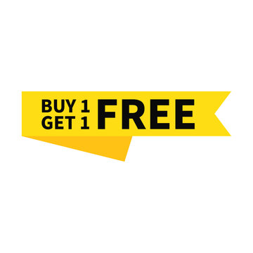 Buy One Get One Free In Yellow Color Rectangle Ribbon Shape For Advertisement Sale
