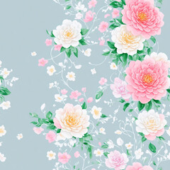 watercolor beautiful pink gradient camellia flower, tile seamless repeating pattern