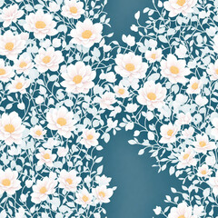 watercolor beautiful white gradient camellia flower, tile seamless repeating pattern - obrazy, fototapety, plakaty