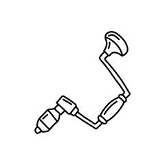 Hand drill icon in sketch style. Woodworking tool vector illustration.