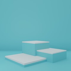 Product Stand in blue room ,Studio Scene For Product ,minimal design,3D rendering	
