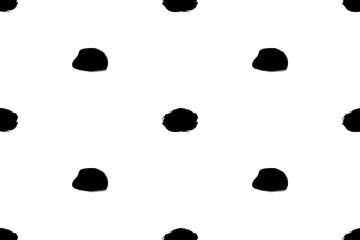 Seamless polka dots pattern. Black hand-drawn circles isolated on transparent background. Abstract Random points ornament  for wallpaper, fabric, print, wrapping paper, textile