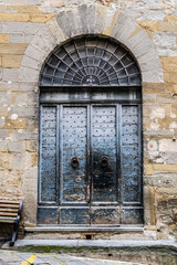 Door in the Etruscan city of Cortona, Tuscany Italy