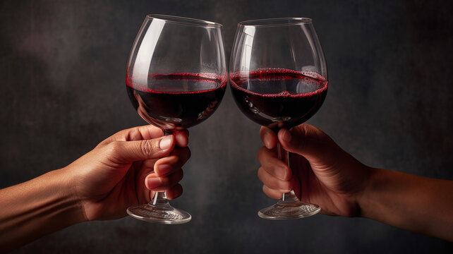 raising glasses of red wine celebration generative AI 