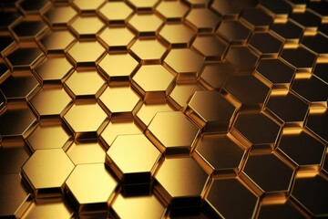Golden hexagons abstract luxury background. Generative AI