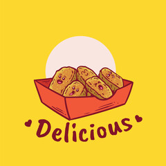chicken nuggets cartoon character logo