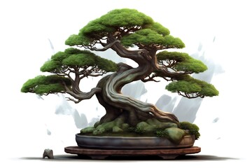 Beautiful bonsai tree on white background, realistic, very detailed Generative AI