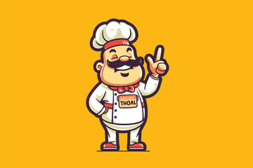 Chef Cartoon Character Mascot Concept Vector Illustration Design.