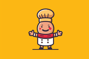 Chef cartoon vector illustration. Cute chef character in flat style.