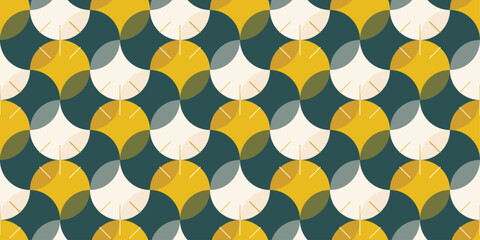 秋のイチョウの背景パターン（おしゃれ系レトロ和モダン柄）