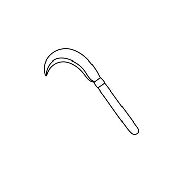 recommend clip art: Garden sickle in hand drawn doodle style isolated on white background
