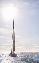 Fototapeta premium Sailboat on sunny ocean