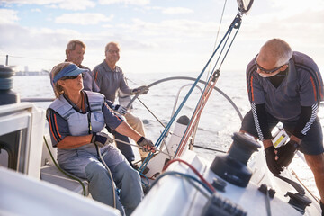 Retired friends sailing