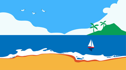 beach landscape background vector illustration