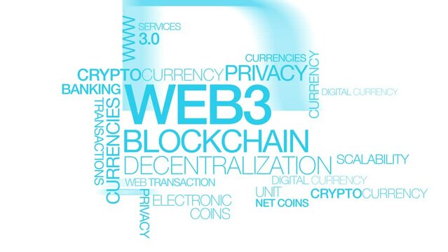 Web3 blockchain decentralization cryto blue tag cloud blue text words data currency 3.0 nft platform video conference web3 tagcloud cryptocurrency bitcoin ethereum big data center white background 