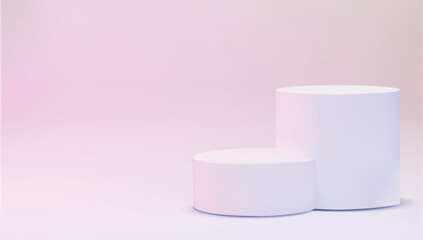 Vector round podium, pedestal or platform. 3d podium. Place for ads. Empty product stand background