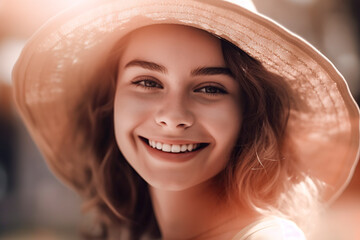 Carefree and Stylish: Captivating Portrait of a Happy Woman Embracing the Summer Sun, ai generative
