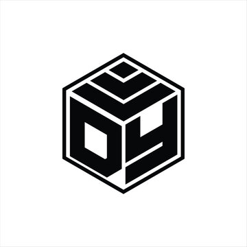recommend clip art: DY Logo monogram with hexagon geometric isolated outline design template