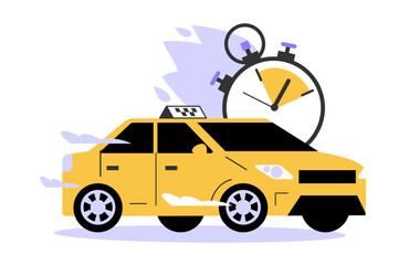 Taxi service. Online taxi order in mobile application. Yellow taxi car