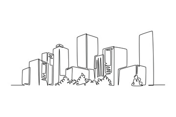 Single one line drawing beautiful building. City concept. Continuous line draw design graphic vector illustration.