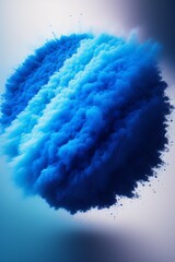 Explosion Of blue dust on white background , blue dust particles