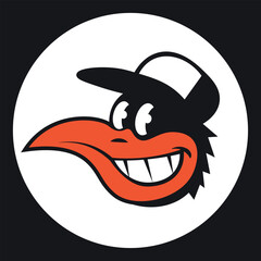vintage cartoon eagle, funny character in a trucker hat, sports mascot, vector