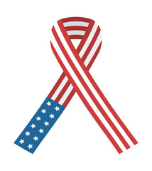 American patriotic ribbon. For USA Independence and Memorial day. Isolated vector illustration on transparent background.