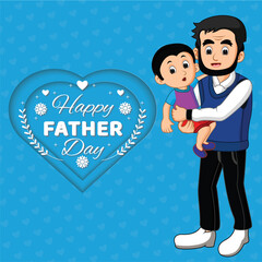 fathers Day card with super dad and son characters