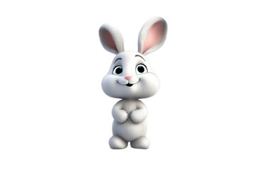 Adorable Bashful Bunny Cartoon Character on Transparent Background. AI