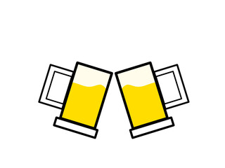 Illustration flat design glass beer cheers icon background 