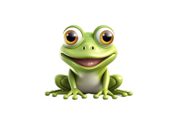 Friendly Frog Cartoon Character on Transparent Background. AI