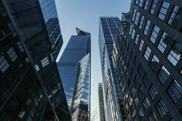 Fototapeta na wymiar Low angle shot of the cityscape of New York City, USA