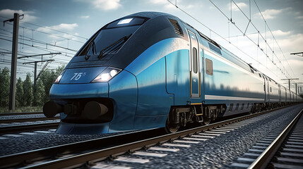 Naklejka premium Modern train at the station, generative AI.