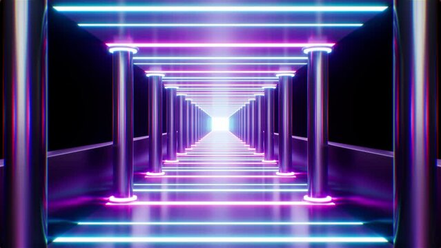 Neon Light Corridor VJ Loop
