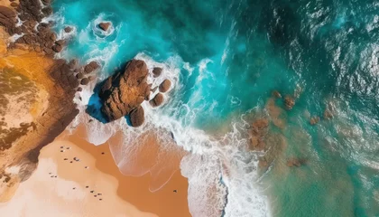 Fotobehang Coastal Aerial Satellite Drone Photography of Waves and Blue Waters  © Kunwariri