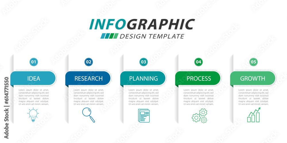 Poster timeline creator infographic template. 5 step timeline journey, calendar flat simple infographics de
