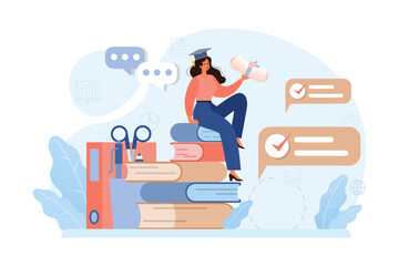 Online education. Character study remotely using internet, online