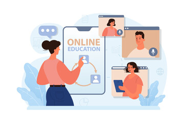 Online education. Character study remotely using internet, online