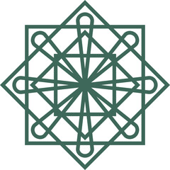 Green Square and Cone Geometric Islamic Ornament