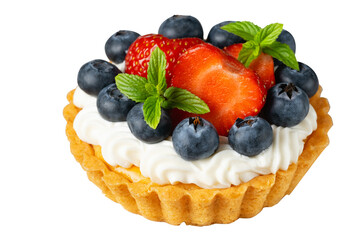 Creamy cheesecake cake with blueberry and strawberries