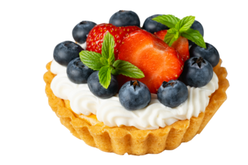 Creamy cheesecake cake with blueberry and strawberries