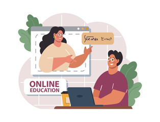 Online education. Character study remotely using internet, online