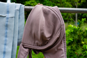 Old gray unlined push up bra for women. 