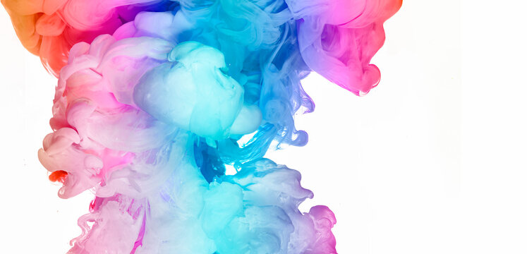 Rainbow of Neon Ink in Water. Colorful Mindscape Color Explosion