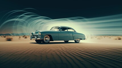 Fototapeta na wymiar a car on a desert. Generative AI Art.