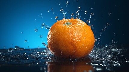 Fototapeta na wymiar Realistic Orange and Water splash